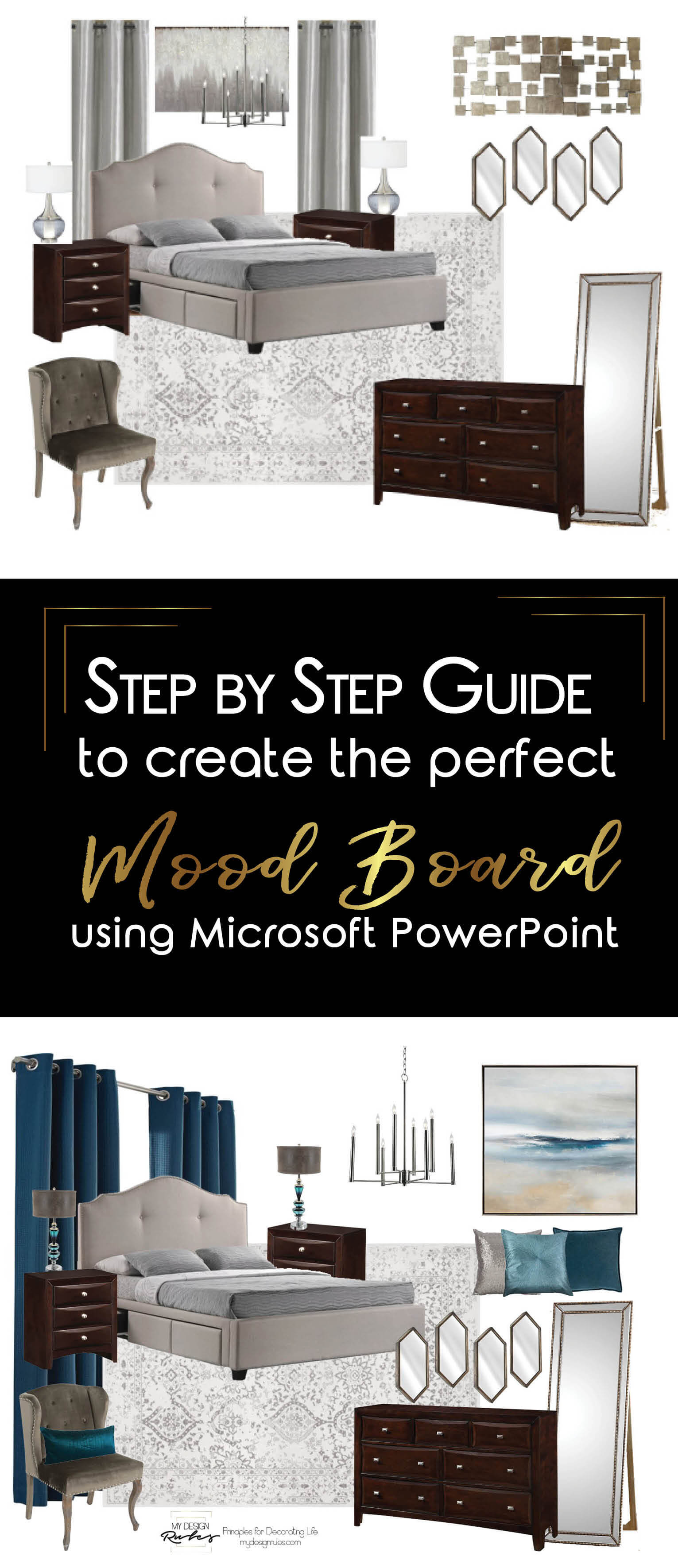 Step by Step tutorial to decorate your dream room like a pro. #moodboard #tutorial #diydecorating