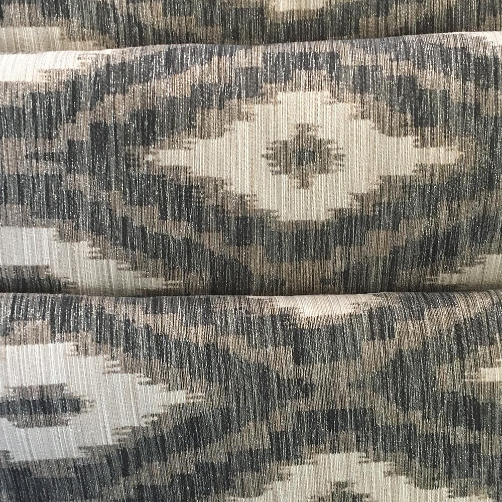 Ikat blue silver Gray Fabric