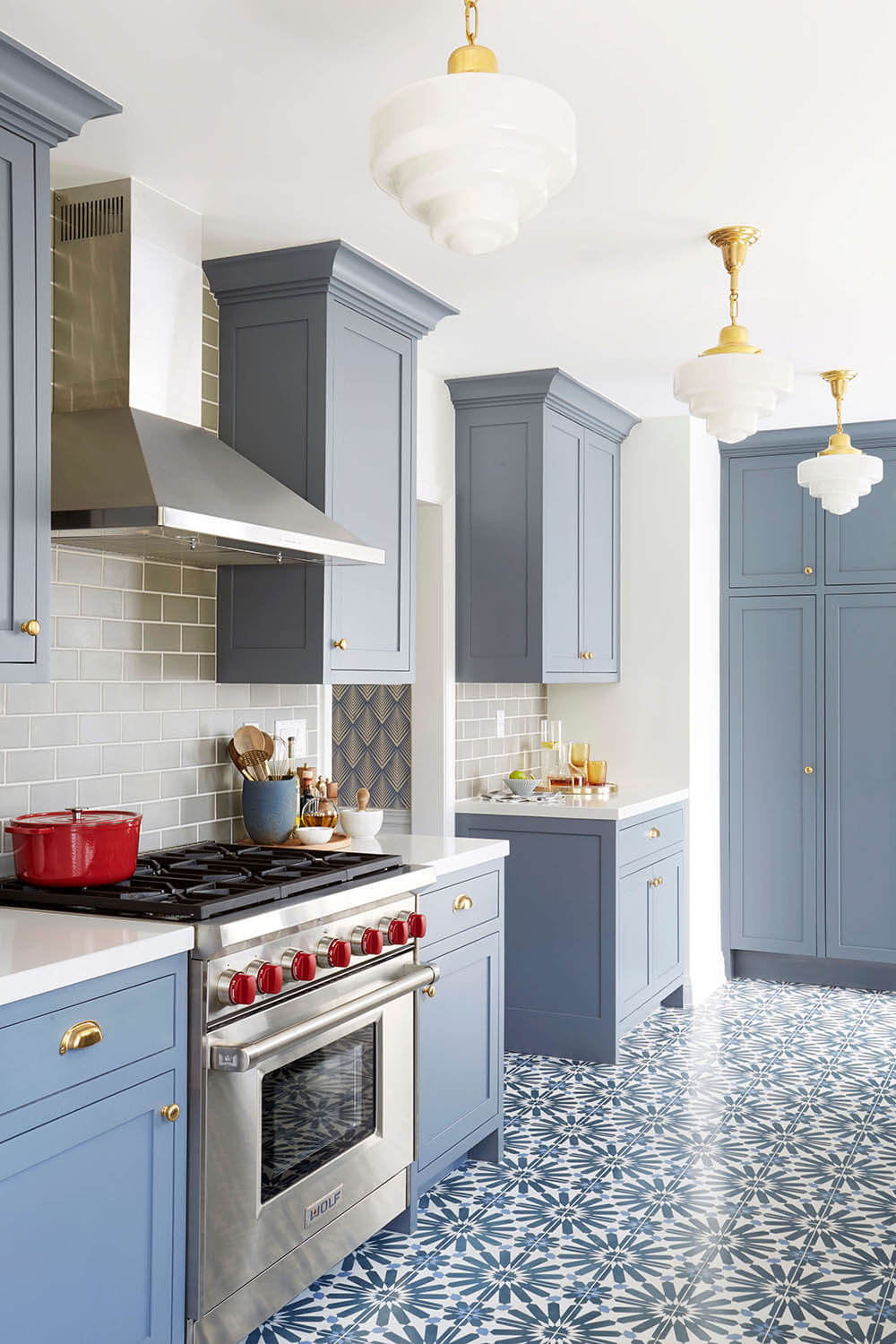 Blue Tuxedo kitchen designed by Emily Henderson