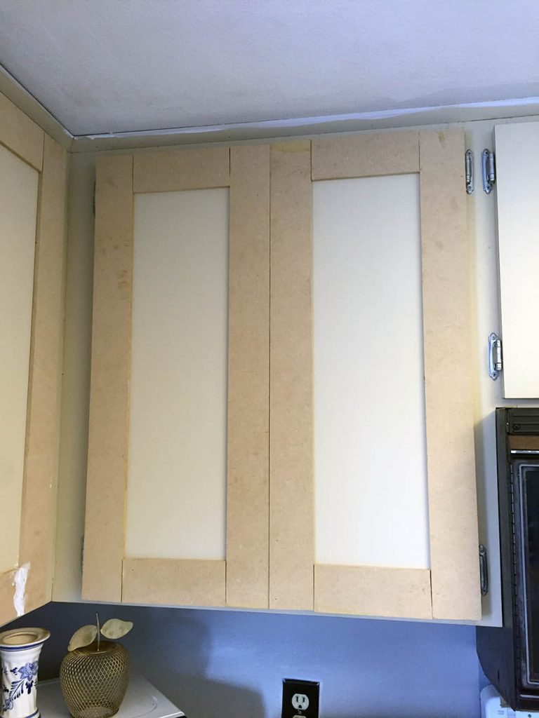 DIY shaker style cabinets pre wood filler