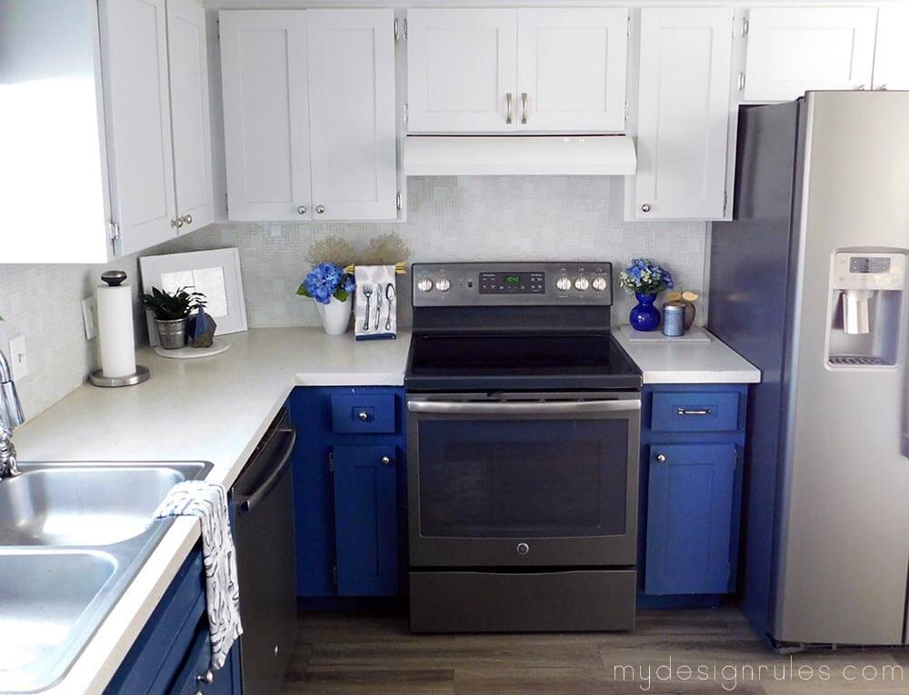 Kitchen Update-Blue Tuxedo-w LVT Flooring